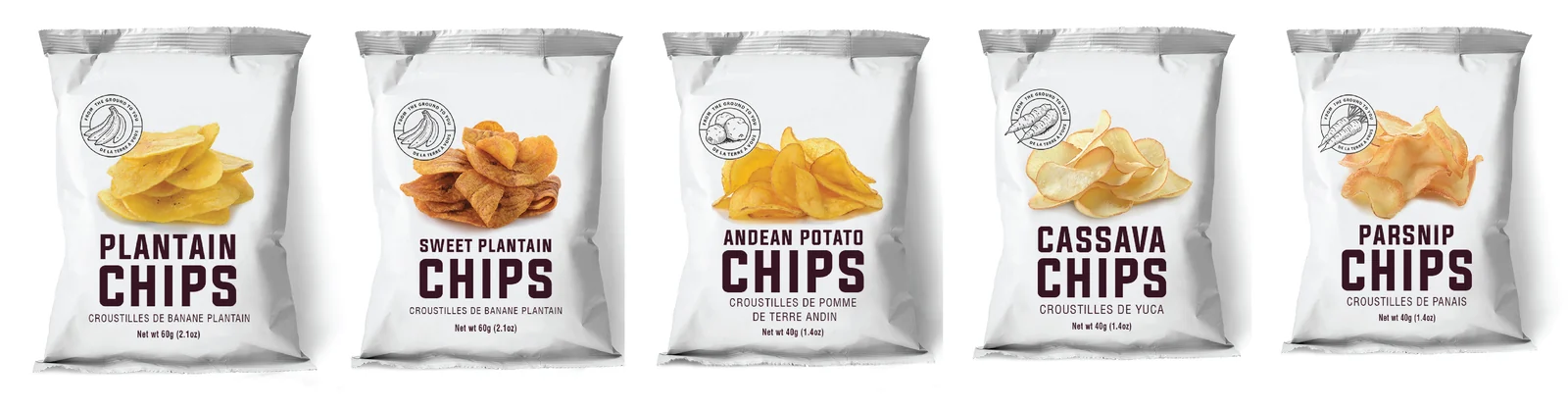 Unbranded chip bags ready for private label artwork